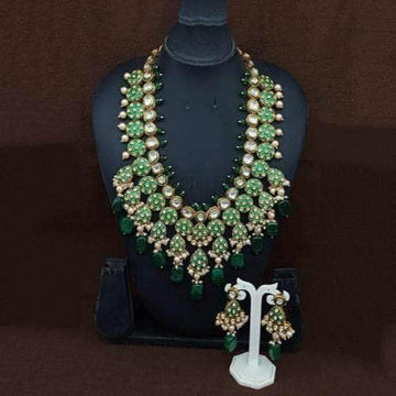 Ishhaara Meena Jadau Layered Rani Haar And Earring Set