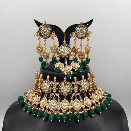 Ishhaara Meena Round Jadau Choker Necklace Set