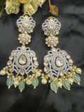 Ishhaara Green Meenakari & Kundan Chandbali Earrings