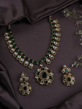 Ishhaara Green Meenakari Work Natural Stone Embellished Choker Necklace Set