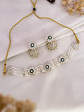 Ishhaara Green Minimal Pearl Choker