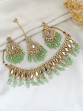 Ishhaara Green Mirror And Kundan Studded Choker Necklace