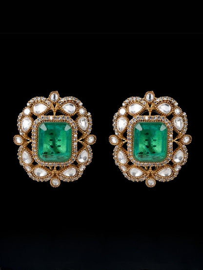 Ishhaara Green Moissanite Polki Earring