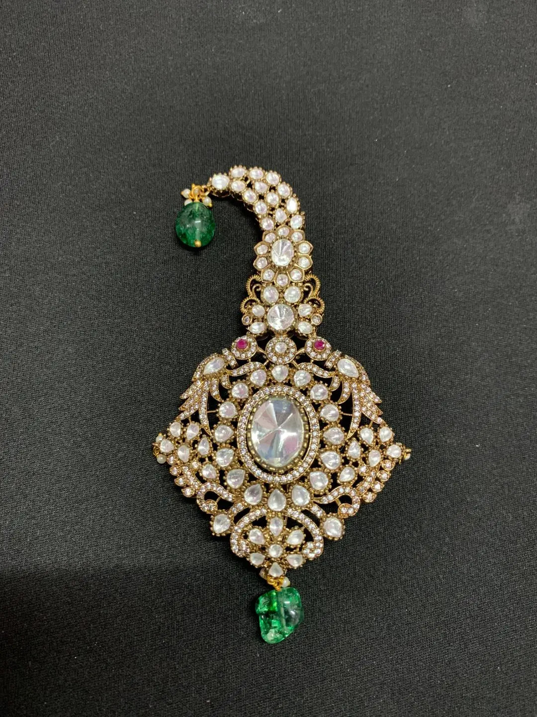 Ishhaara Green Moissanite Polki Kalangi