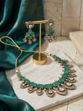 Ishhaara Green Moissanite Polki Necklace Set