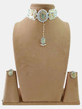 Ishhaara Green Mother Of Pearl Choker Set