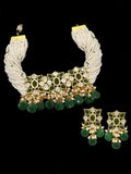 Ishhaara Green Mrunal Thakur In Crystal Faux Pearl Choker Necklace Set