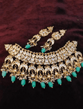 Ishhaara Green Multi Chand Hanging Necklace Set