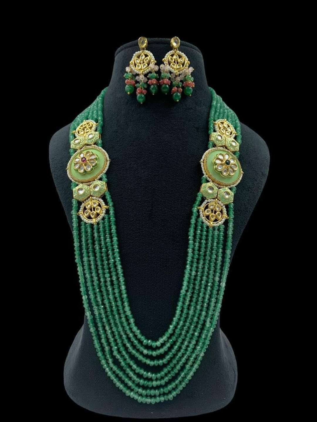 Ishhaara Pink Multi Layered Meenakari Worked Long Necklace