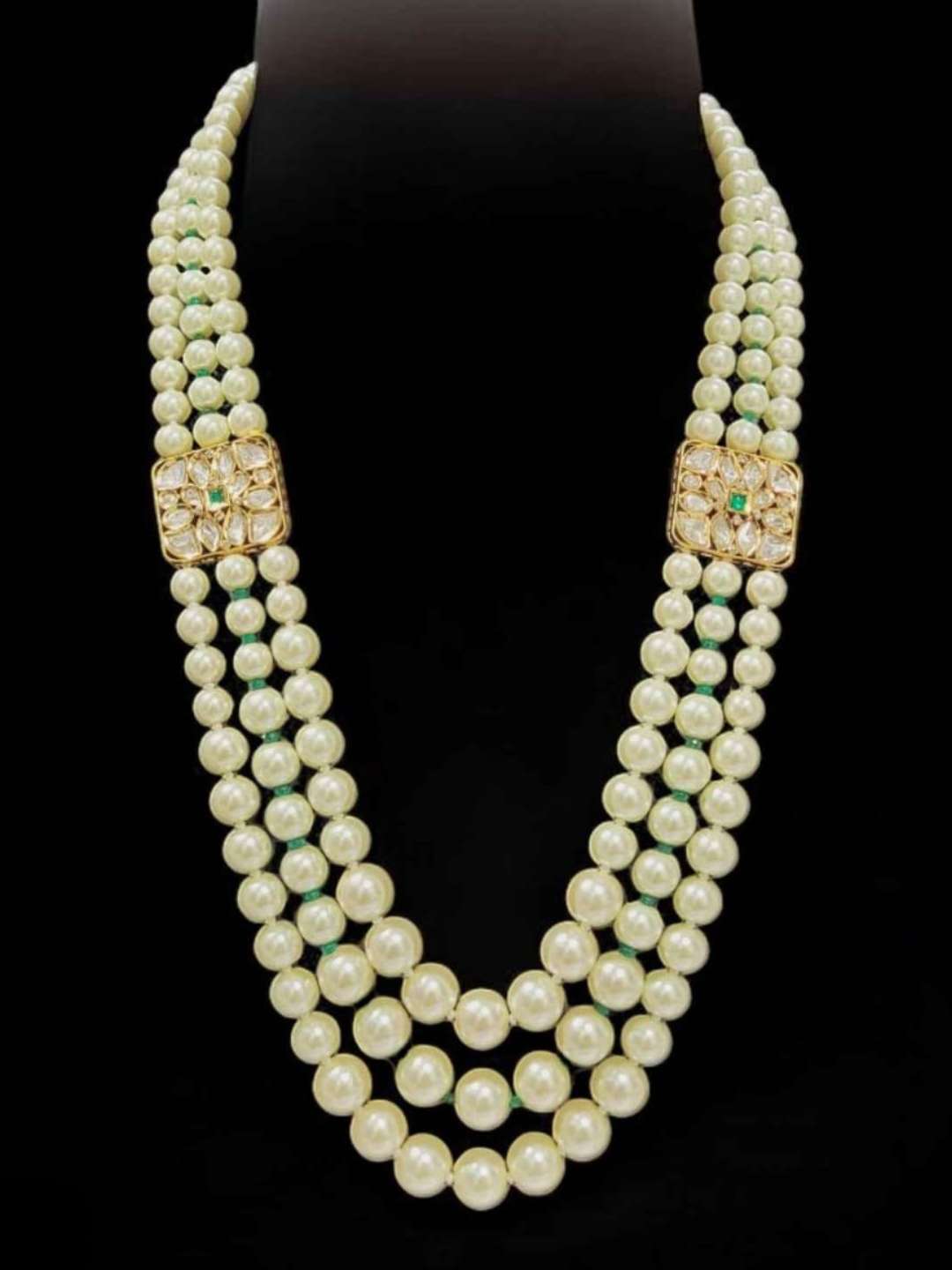 Ishhaara Pink Multi Layered Pearl Jadau Pachi Kundan Statement Necklace