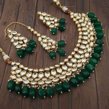 Ishhaara Green Multi Shale Kundan Choker Necklace Set