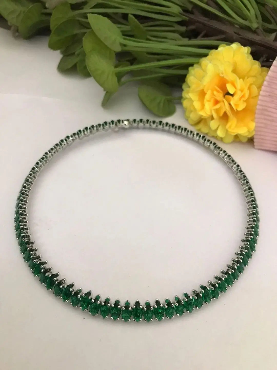 Ishhaara Green Multicolor Casual Wear Semi Precious Stone Necklace Set