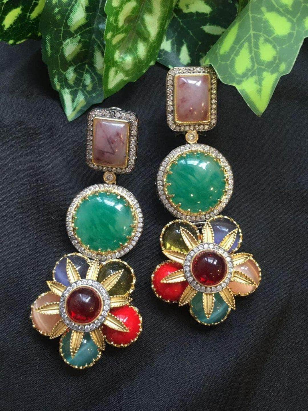 Ishhaara Green Multicolor Sabyasachi Inspired Earrings