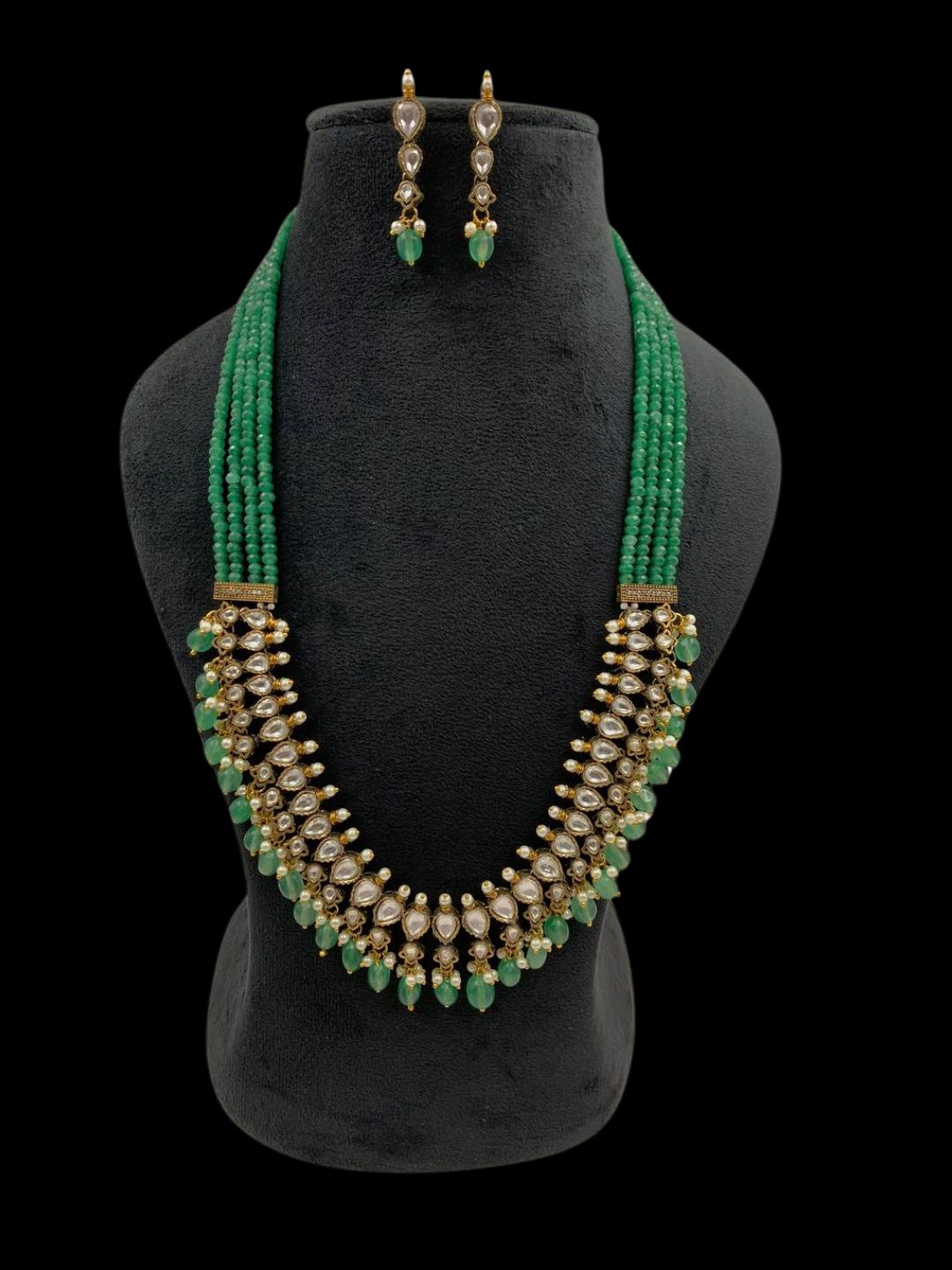 Ishhaara Multilayered Kundan And Green Stone Groom Necklace