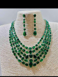 Ishhaara Green Multilayered Zirconia Necklace Set