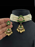 Ishhaara Green Pachi Kundan Choker Set