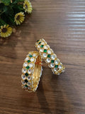 Ishhaara Green Pachi Kundan Kada