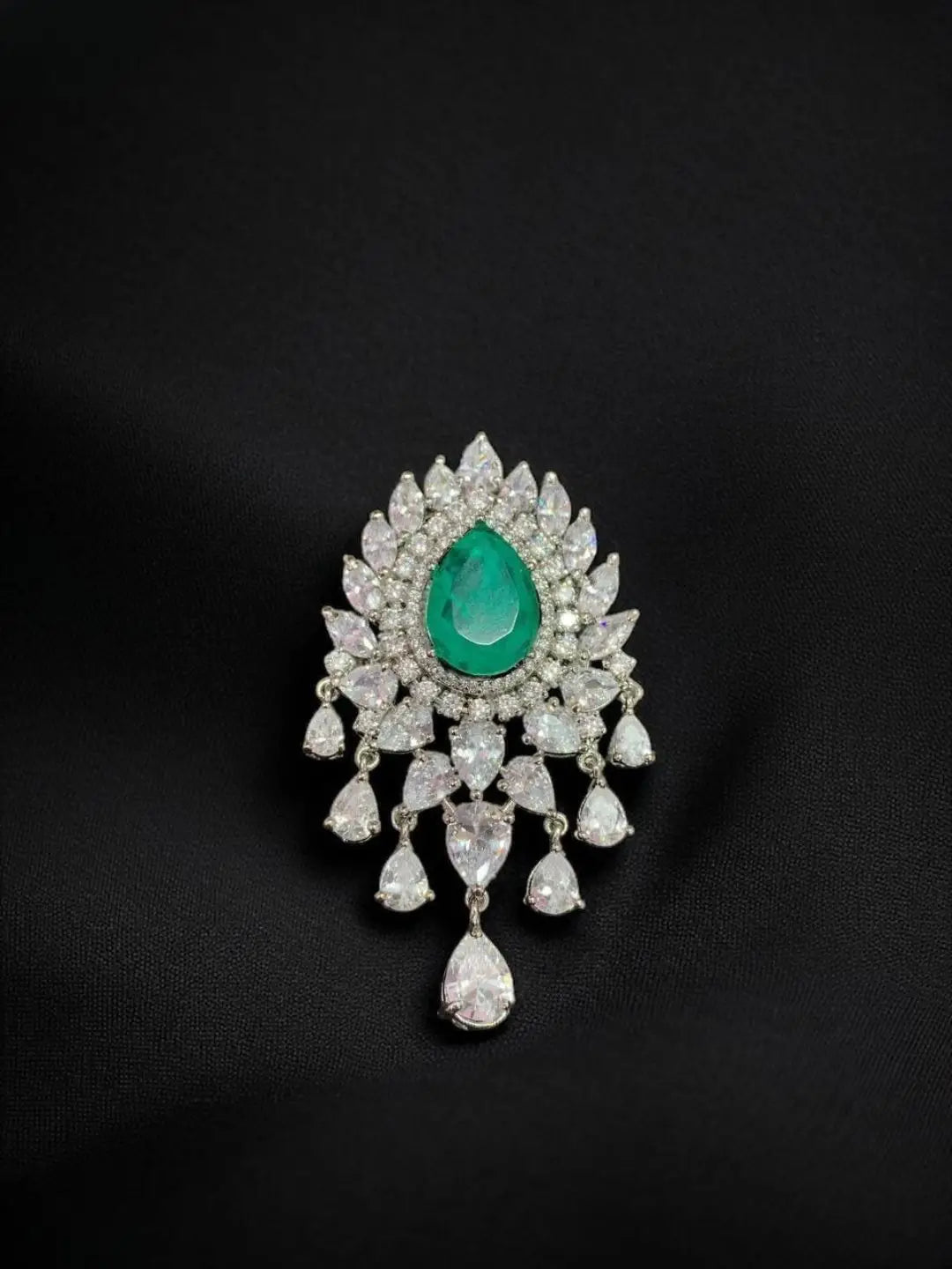 Ishhaara Green Pastel Pop Zircon Stone Studded Brooch