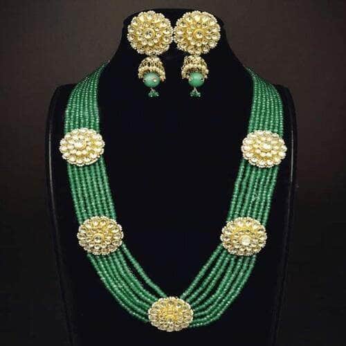Ishhaara Green Patchi Kundan Chakra Long Necklace