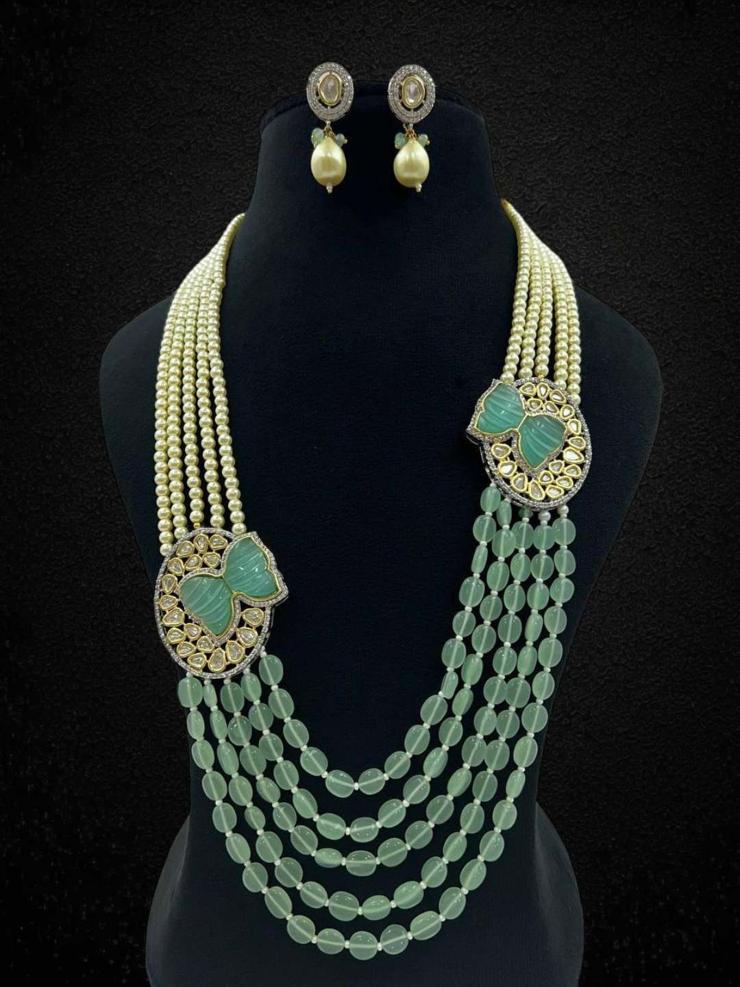 Ishhaara Green Peacock Polki Meenakari Necklace