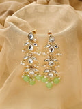 Ishhaara Green Pearl Beaded Kundan Earrings