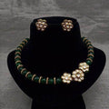 Ishhaara Green Pearls Kundan Necklace Set