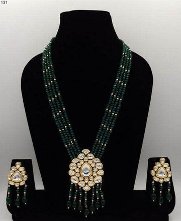 Ishhaara Green Pendant Tassel Necklace