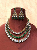Ishhaara Green Polki Layered Necklace