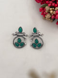 Ishhaara Green Premium Oxidised Finish Ethnic Earrings