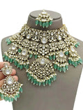 Ishhaara Green Premium Victorian Layered Bridal Choker Necklace