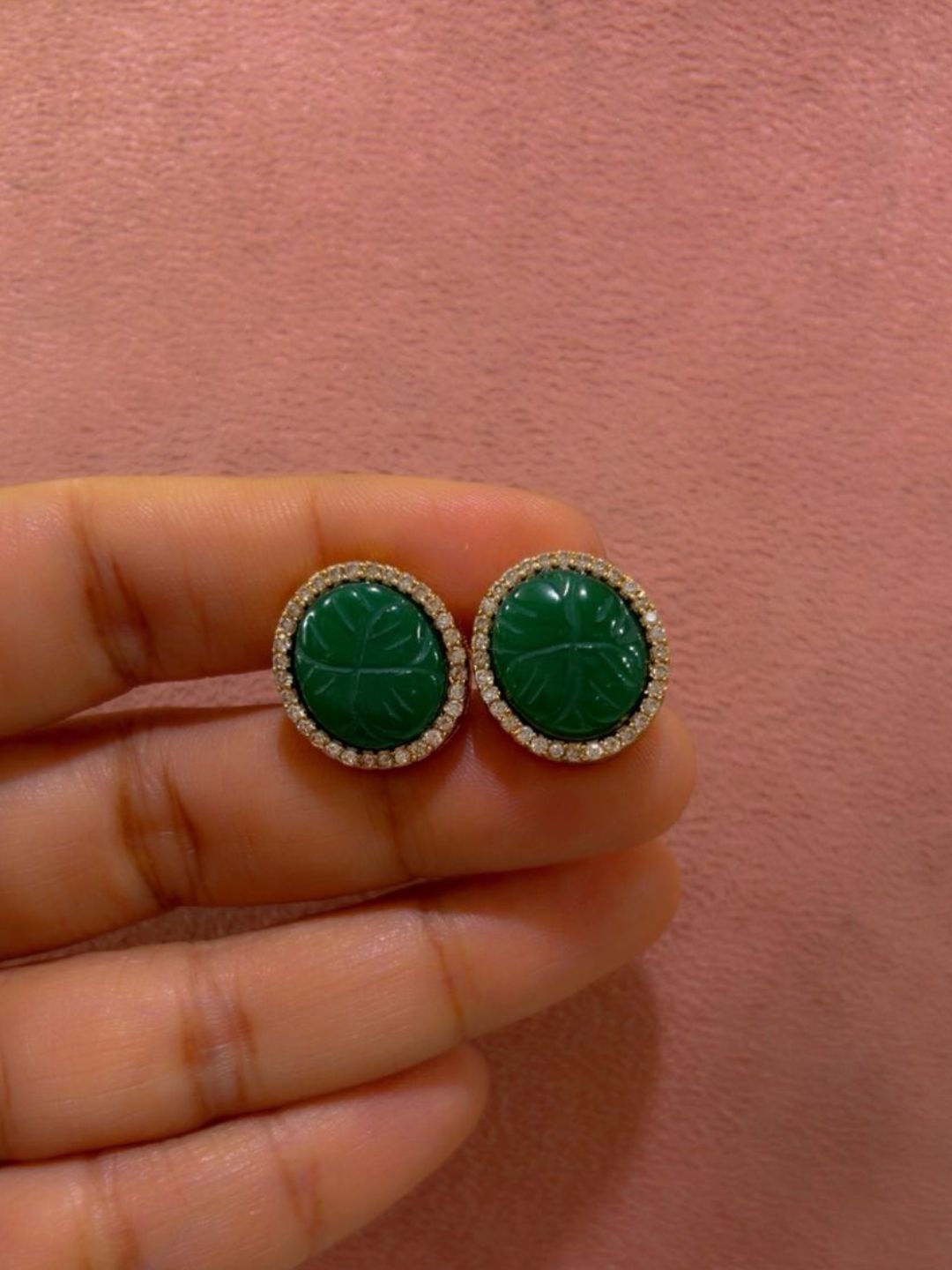 Ishhaara Green Quartz Stud Earrings