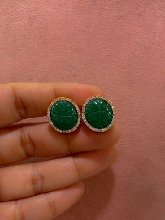 Ishhaara Green Quartz Stud Earrings