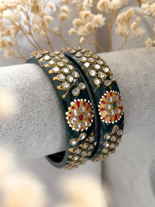 Ishhaara Green Rajasthani Traditional Broad Kada