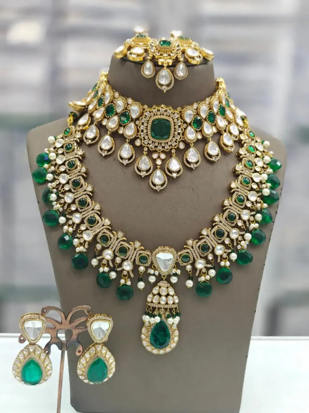 Ishhaara Rajsthani Gold Plated Polki Kundan Choker And Long Necklace