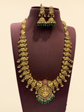 Ishhaara Green Regal Jadau Lakshmi Peacock Designed Long Necklace