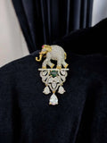 Ishhaara Green Regal Victorian Elephant Motif Groom Brooch
