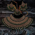 Ishhaara Green Reverse AD Bridal Choker Earring And Teeka Set