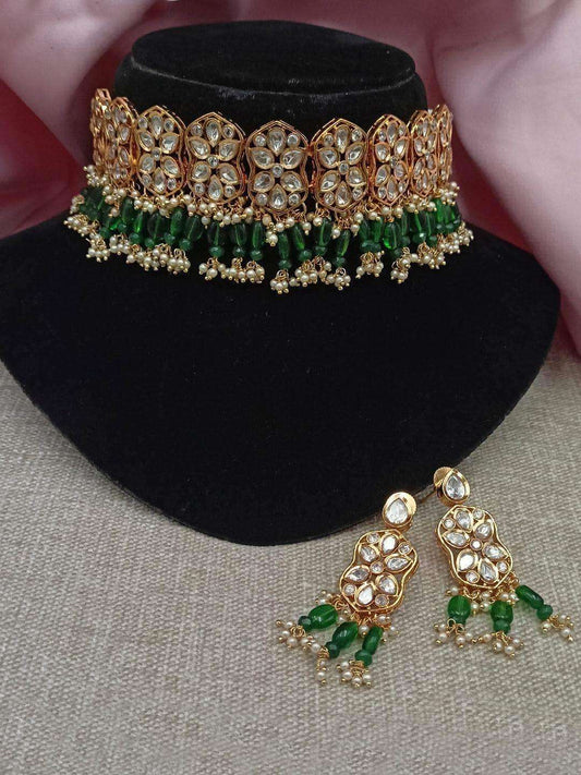 Ishhaara Reversed Ad Polki Necklace Set