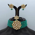 Ishhaara Green Round Kundan Patch Choker Necklace Set