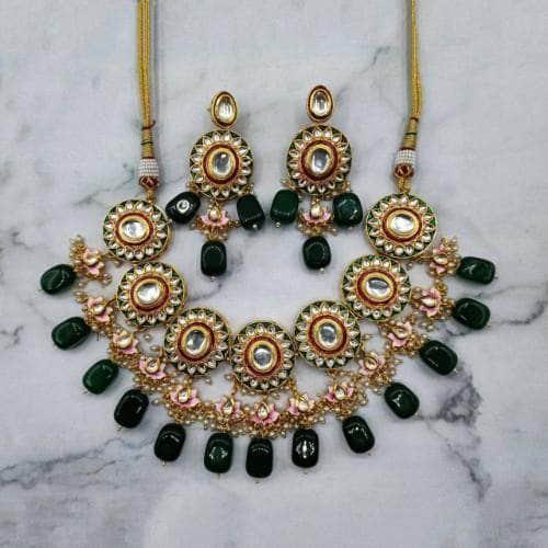 Ishhaara Round Meena Kundan Choker And Earring Set