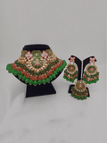 Ishhaara Green Royal Meenakari Necklace Earring And Teeka Set