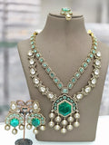 Ishhaara Green Sabyasachi Inspired Long Victorian Necklace Set