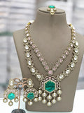 Ishhaara Green Sabyasachi Inspired Long Victorian Necklace Set