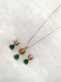 Ishhaara Green Sabyasachi Inspired Triangle Drop Pendant Necklace