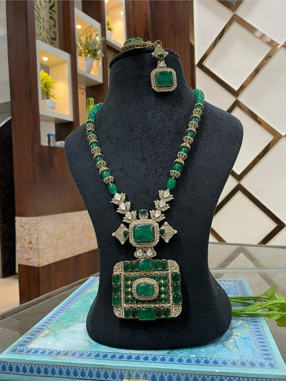 Ishhaara Green Sakshi Tanwar Inspired Long Bridal Necklace