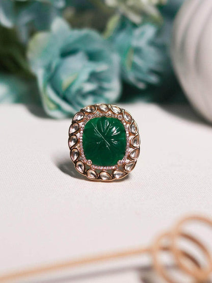 Ishhaara Sanjana Sanghi In Kundan Ruby Ring Green