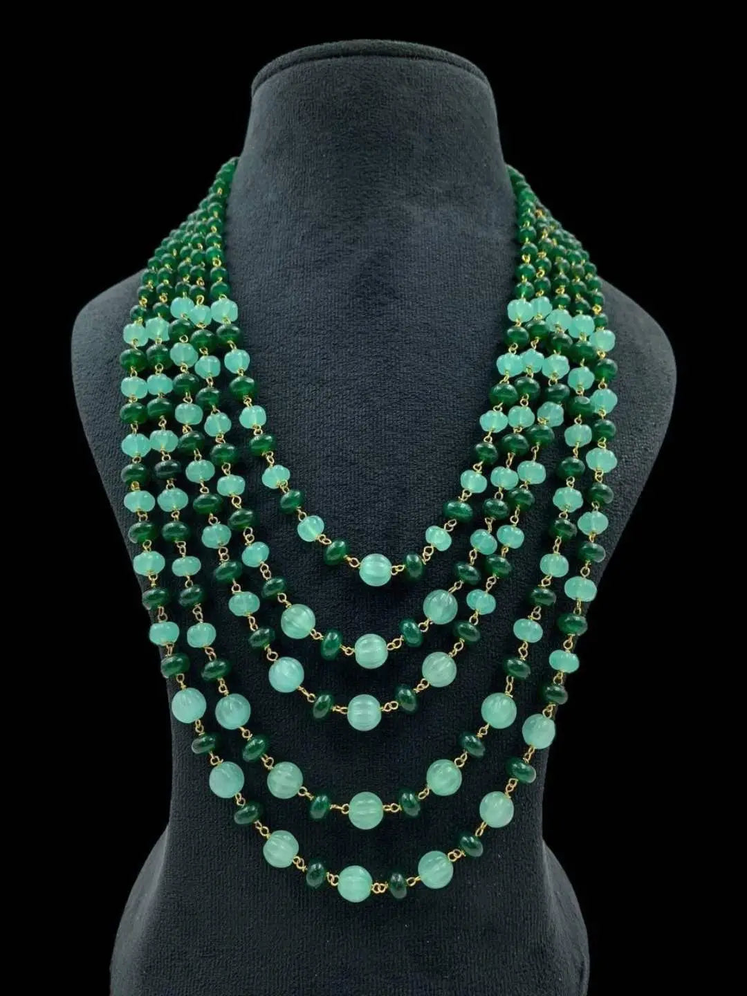 Ishhaara Green Semi Precious Anomalous Stone Handmade Mala