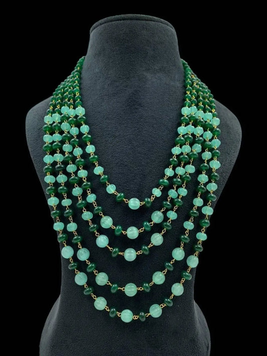 Ishhaara Green Semi Precious Anomalous Stone Handmade Mala