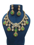 Ishhaara Green Semi Precious Stone Studded Bridal Necklace