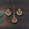 Ishhaara Green Simple Chand Teeka Earrings